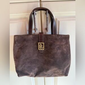 Ralph Lauren Brown Suede Tote Bag